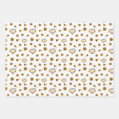 Gele kronkelharten, pom poms, Megafonpatroon Inpakpapier Vel (Voorkant)