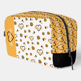 Gele kronkelharten, pom poms, Megafonpatroon Toilettasje