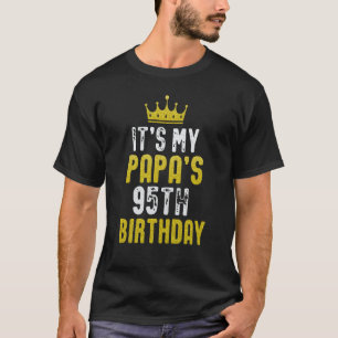 Gele Kroon 95e Verjaardag Voor Papa Van Zoon Docht T-shirt