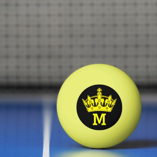 Gele Kroon Monogram Op Maat Pingpongbal (Net)