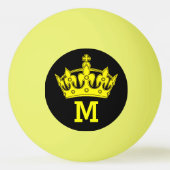 Gele Kroon Monogram Op Maat Pingpongbal (Voorkant)