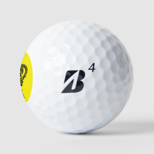 Gele kroon zwart monogram initialen golfballen (Logo)