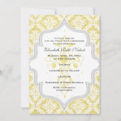 Gele Kruis witte damast burlap Eerste Communie Kaart (Voorkant)