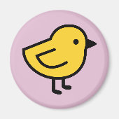 Gele kuiken vogel op een roze magneet (Voorkant)