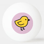 Gele kuiken vogel op een roze pingpongbal (Achterkant)