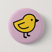 Gele kuiken vogel op een roze ronde button 5,7 cm (Voorkant)