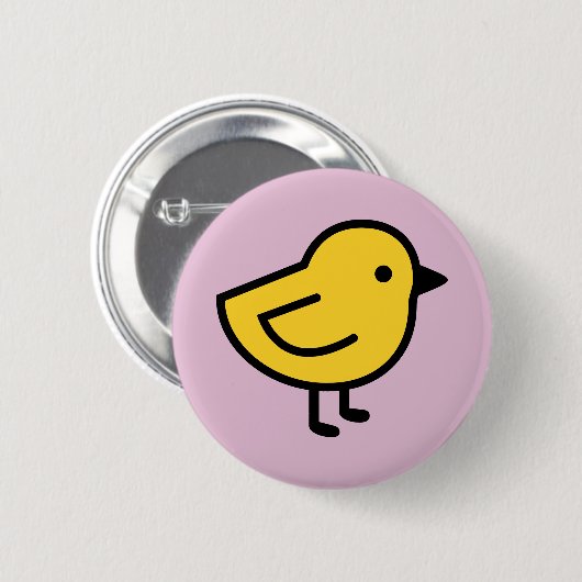 Gele kuiken vogel op een roze ronde button 5,7 cm (Voorkant /achterkant)