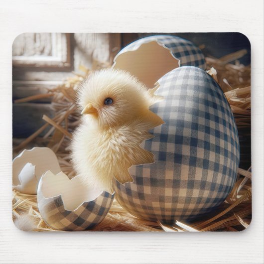 Gele kuikens uit een Gingham Egg Muismat (Voorkant)