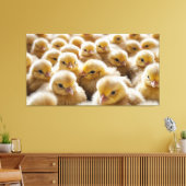Gele kuikens verzameld in grote aantallen canvas afdruk (Insitu (Woonkamer))
