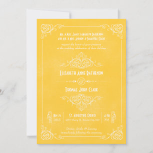 gele kunst Deco Wedding Invitaties Kaart