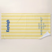 Gele Kuststreep Bachelorette Trip Bruidsmeisje Strandlaken (Voorkant)