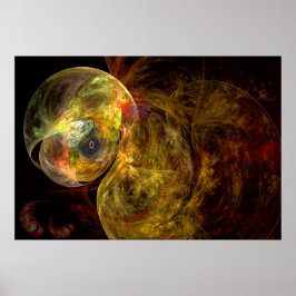 Gele kwal op jacht fractale kunst poster