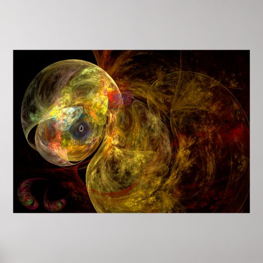 Gele kwal op jacht fractale kunst poster (Voorkant)