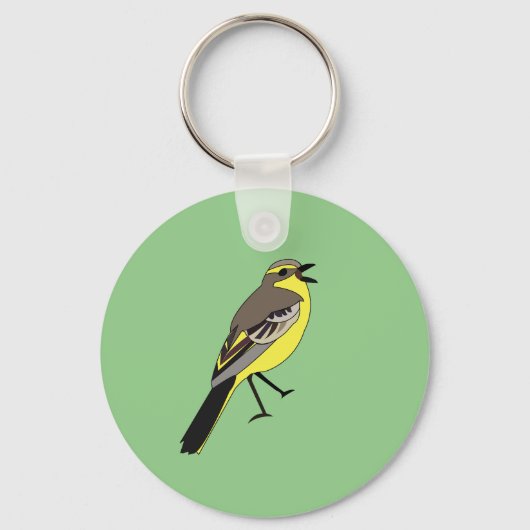 Gele Kwikstaart Wilde Vogel Portret Sleutelhanger (Voorkant)