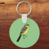 Gele Kwikstaart Wilde Vogel Portret Sleutelhanger (Voorkant)