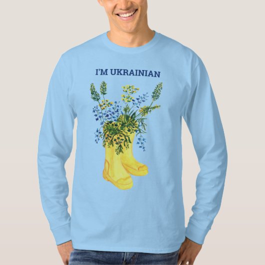 Gele laarzen met blauwe bloemen Oekraïne Sweatshir T-shirt (Voorkant)