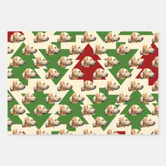 Gele Lab Feestelijke Kersthond Inpakpapier Vel (Voorkant 2)