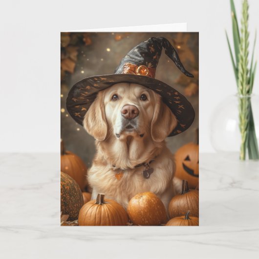 Gele Lab Halloween Feestdagen Kaart (Voorkant)