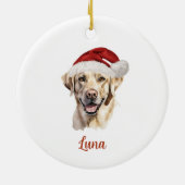 Gele Lab Hond Gepersonaliseerde Kerst Keramisch Ornament (Achterkant)