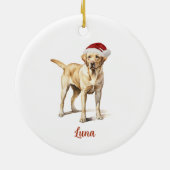 Gele Lab Hond Gepersonaliseerde Kerst Keramisch Ornament (Achterkant)