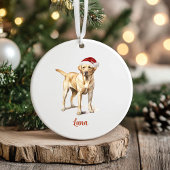 Gele Lab Hond Gepersonaliseerde Kerst Keramisch Ornament