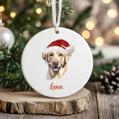 Gele Lab Hond Gepersonaliseerde Kerst Keramisch Ornament