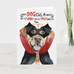 Gele Lab hond Grappige Count DOGcula Halloween Feestdagen Kaart