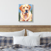 Gele Lab hond huisdier schilderij Canvas Afdruk (Insitu (Slaapkamer))