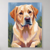 Gele Lab hond huisdier schilderij kunst poster afd (Voorkant)
