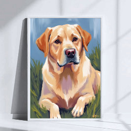Gele Lab hond huisdier schilderij kunst poster afd