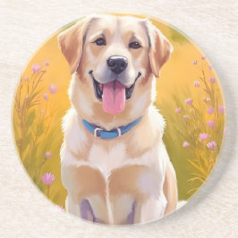 Gele Lab | Hond Schilderij Labrador Retriever Zandsteen Onderzetter