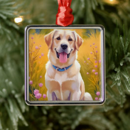 Gele Lab | Hond Schildering Labrador Retriever Metalen Ornament