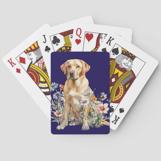 Gele Lab in veldbloemen Pokerkaarten (Achterkant)