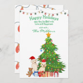 Gele Lab kerstboom Feestdagenkaart (Voorkant / Achterkant)