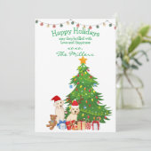 Gele Lab kerstboom Feestdagenkaart (Staand voorkant)