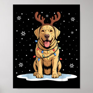 Gele Lab Labrador Kerst Rendier Hond Liefhebber X Poster