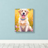 Gele Lab Labrador Retriever Hond Huisdier Schilder Canvas Afdruk (Insitu (Houten vloer))