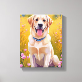 Gele Lab Labrador Retriever Hond Huisdier Schilder Canvas Afdruk