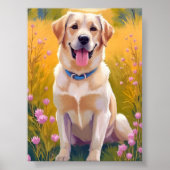 Gele Lab Labrador Retriever Hond Huisdier Schilder Poster (Voorkant)
