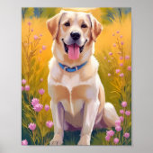 Gele Lab Labrador Retriever Hond Huisdier Schilder Poster (Voorkant)