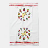 Gele lab Puppy and Red Heart Theedoek (Verticaal)