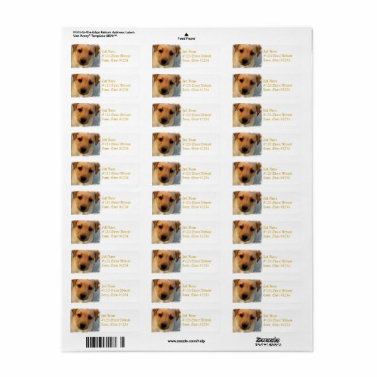 Gele Lab Puppy Mailing Label (Full Sheet)