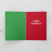 Gele Lab Puppy met Kerstman Hoed- Labby Vakantie! Feestdagen Kaart (Binnen)