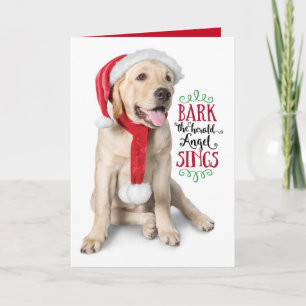 Gele Lab Puppy met Kerstman Hoed- Labby Vakantie! Feestdagen Kaart