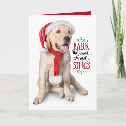 Gele Lab Puppy met Santa Hat-Labby Feestdagen! Feestdagen Kaart (Voorkant)
