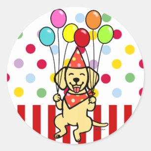 Gele Lab Puppy Verjaardagsballonnen Ronde Sticker