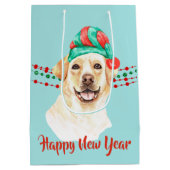 Gele lab Retriever Santa Hat Holiday Beads Medium Cadeauzakje (Achterkant)