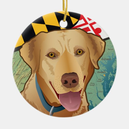 Gele lab retriever van Maryland Keramisch Ornament (Voorkant)