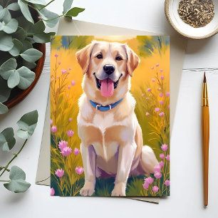 Gele Lab Schildering Labrador Retriever Hond  Briefkaart