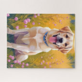 Gele Lab Schildering Labrador Retriever Hond Legpuzzel (Horizontaal)